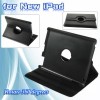 360 grados rotación de Smart Cover Funda de cuero con soporte Auto del sueño y despierto para el nuevo iPad de 3 ª generación / IPAD 2 (Negro) 